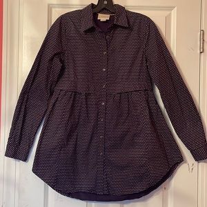 MAEVE Anthropologie Tunic Navy patterned